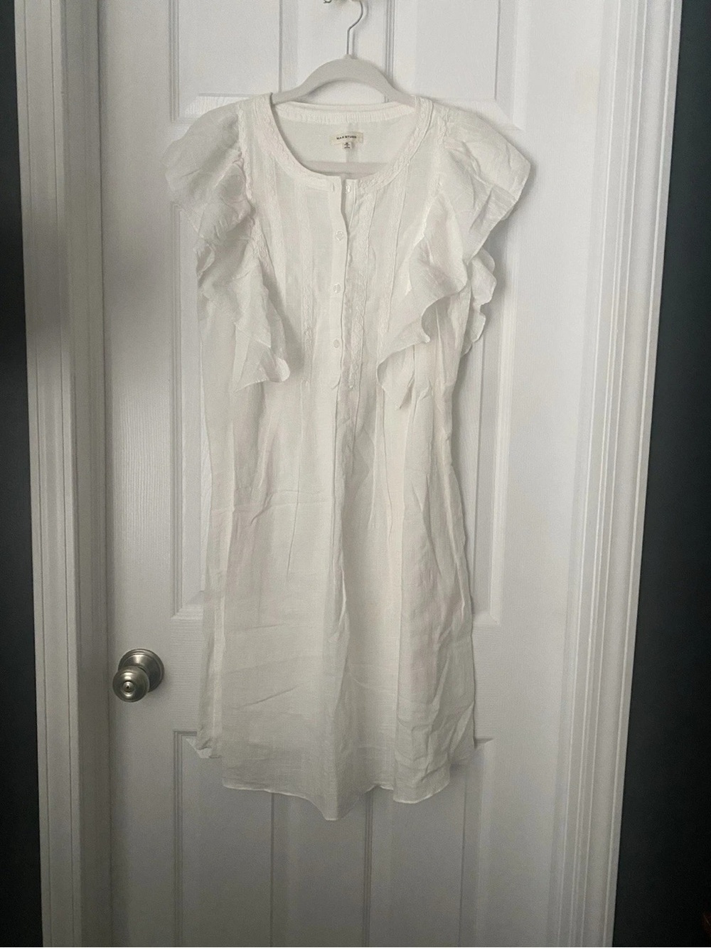 Max Studio White Ruffle Mini Dress